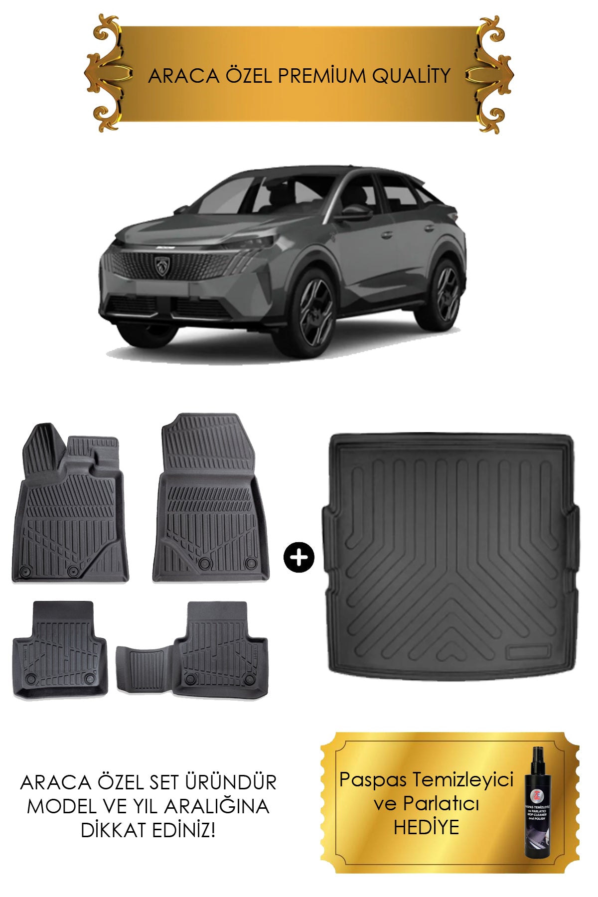 Peugeot 3008 Hybrid 2024-2025 Araca Özel 4D Havuzlu Paspas ve Bagaj Havuzu Set (HEDİYELİ)