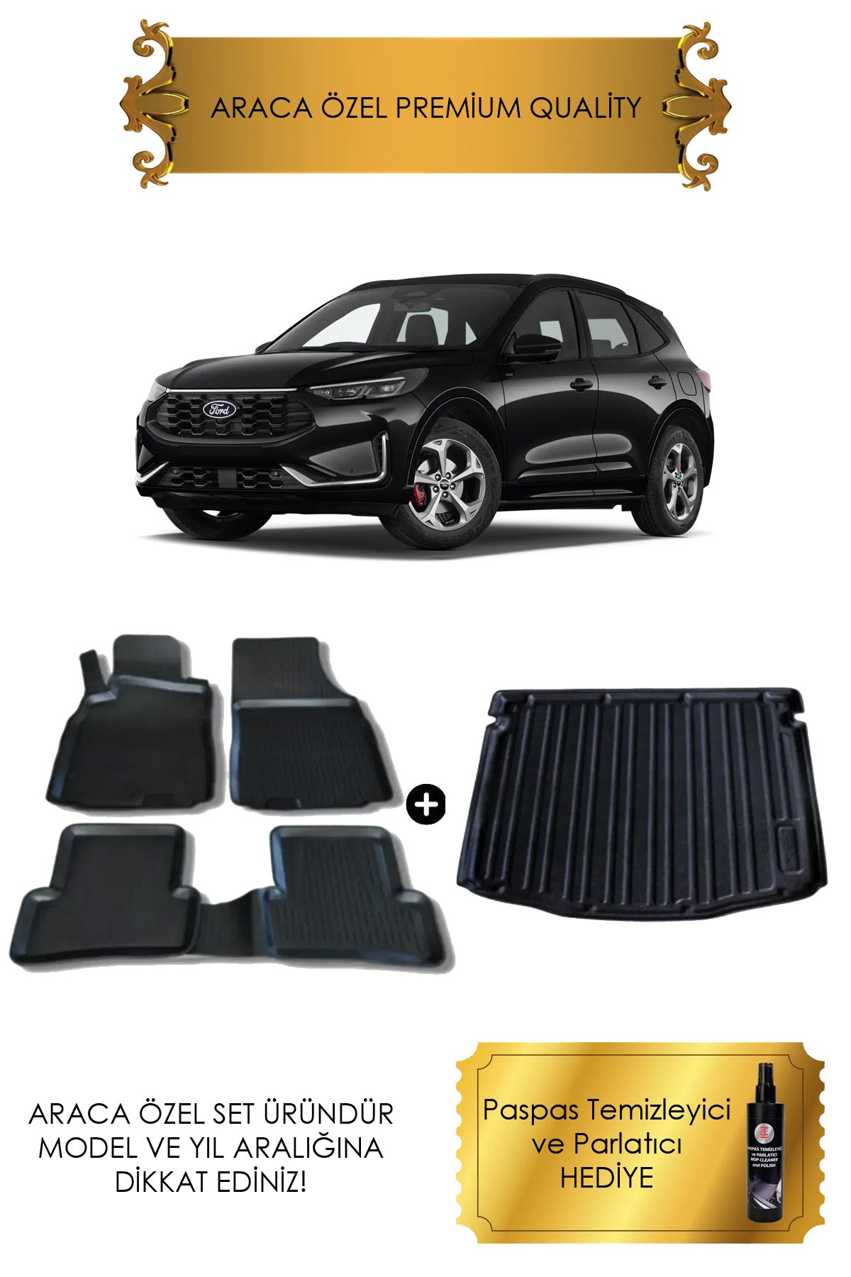 Ford Kuga 2021 -2022 - 2023 - 2024 - 2025 Araca Özel Havuzlu Paspas ve Bagaj Havuzu (HEDİYELİ)