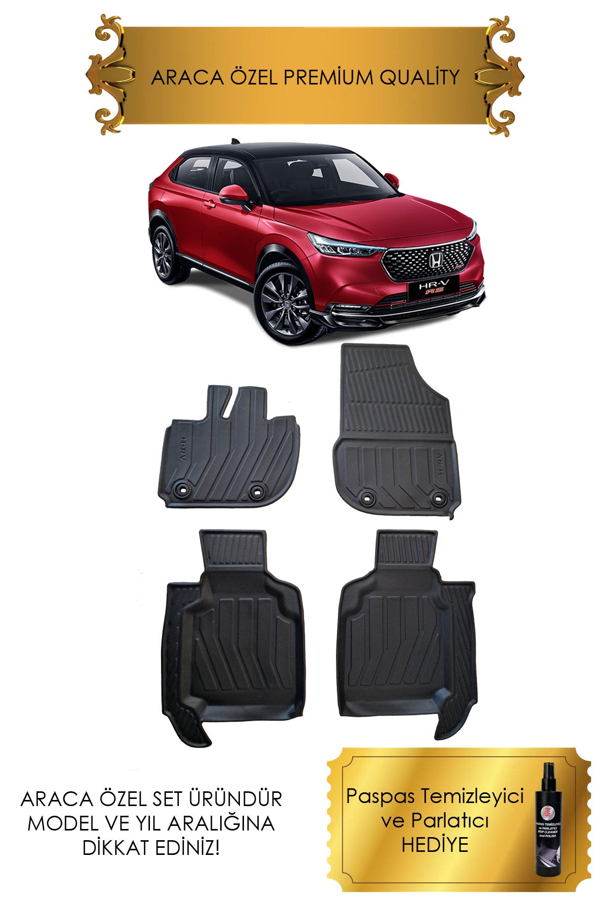 Honda HRV 2022 - 2023 - 2024 - 2025 Araca Uyumlu Özel 2D Havuzlu Paspas