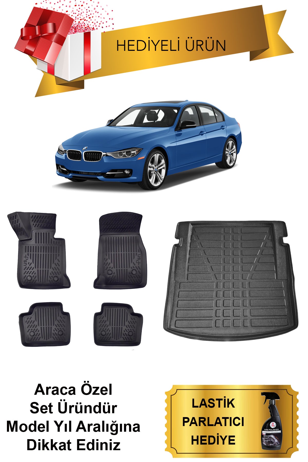 Bmw 3 Serisi F30 2012-2019 Araca Özel 4D Havuzlu Paspas ve Bagaj Havuzu Set (HEDİYELİ)