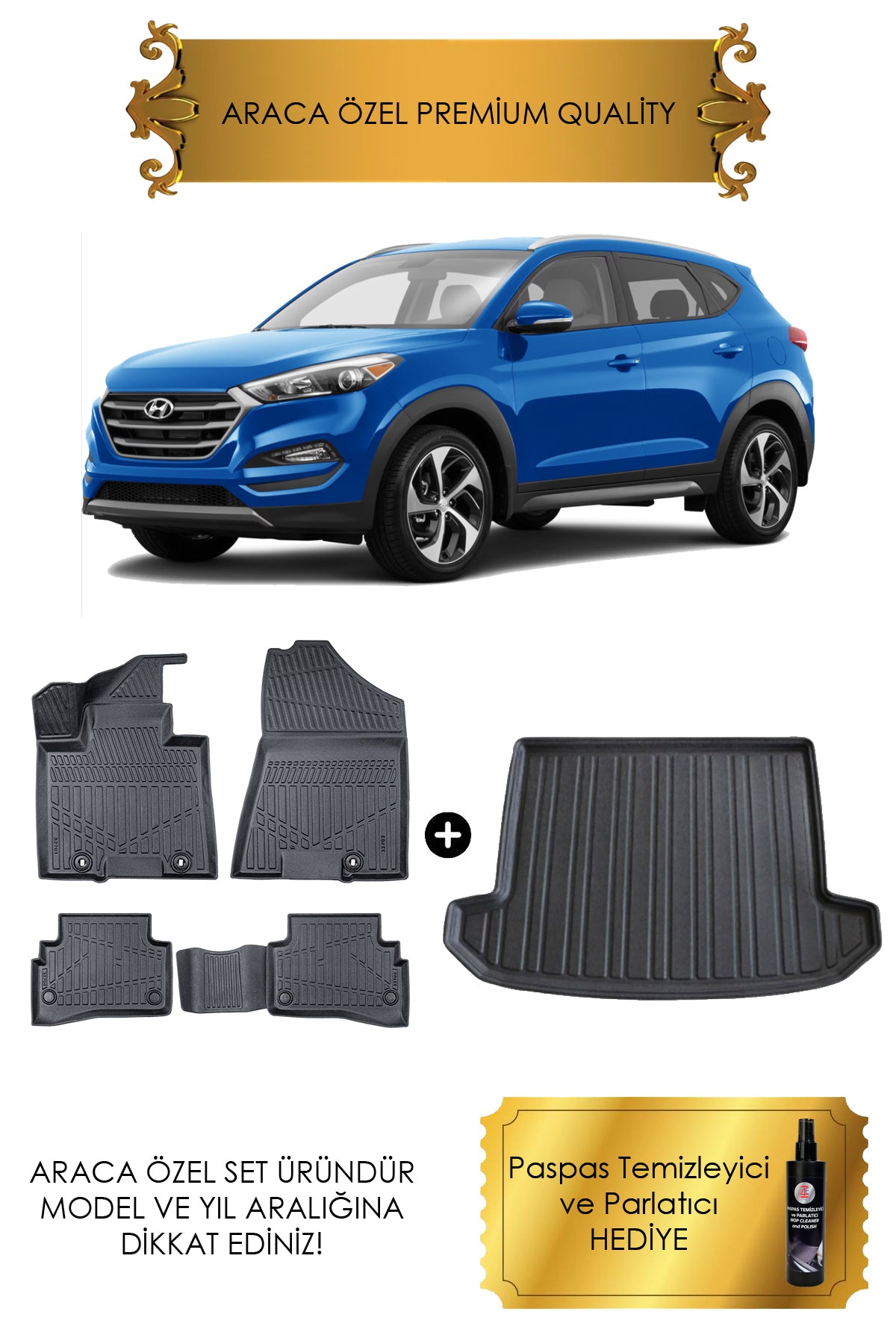 Hyundai Tucson 2015 - 2020 Arası Araca Özel Havuzlu Paspas ve Bagaj Havuzu (HEDİYELİ) uyumlu
