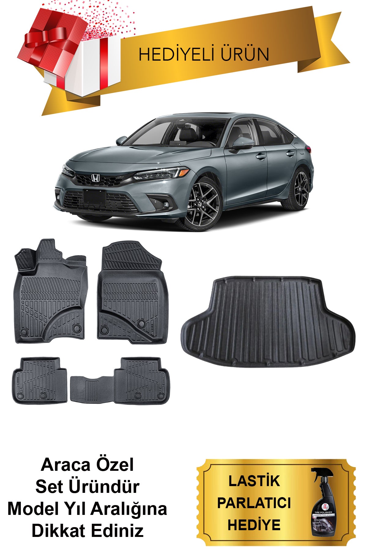 Honda Civic Sedan 2021 Sonrası 3d Bagaj Havuzu Ve 4d Luxury Paspas Seti (HEDİYELİ)