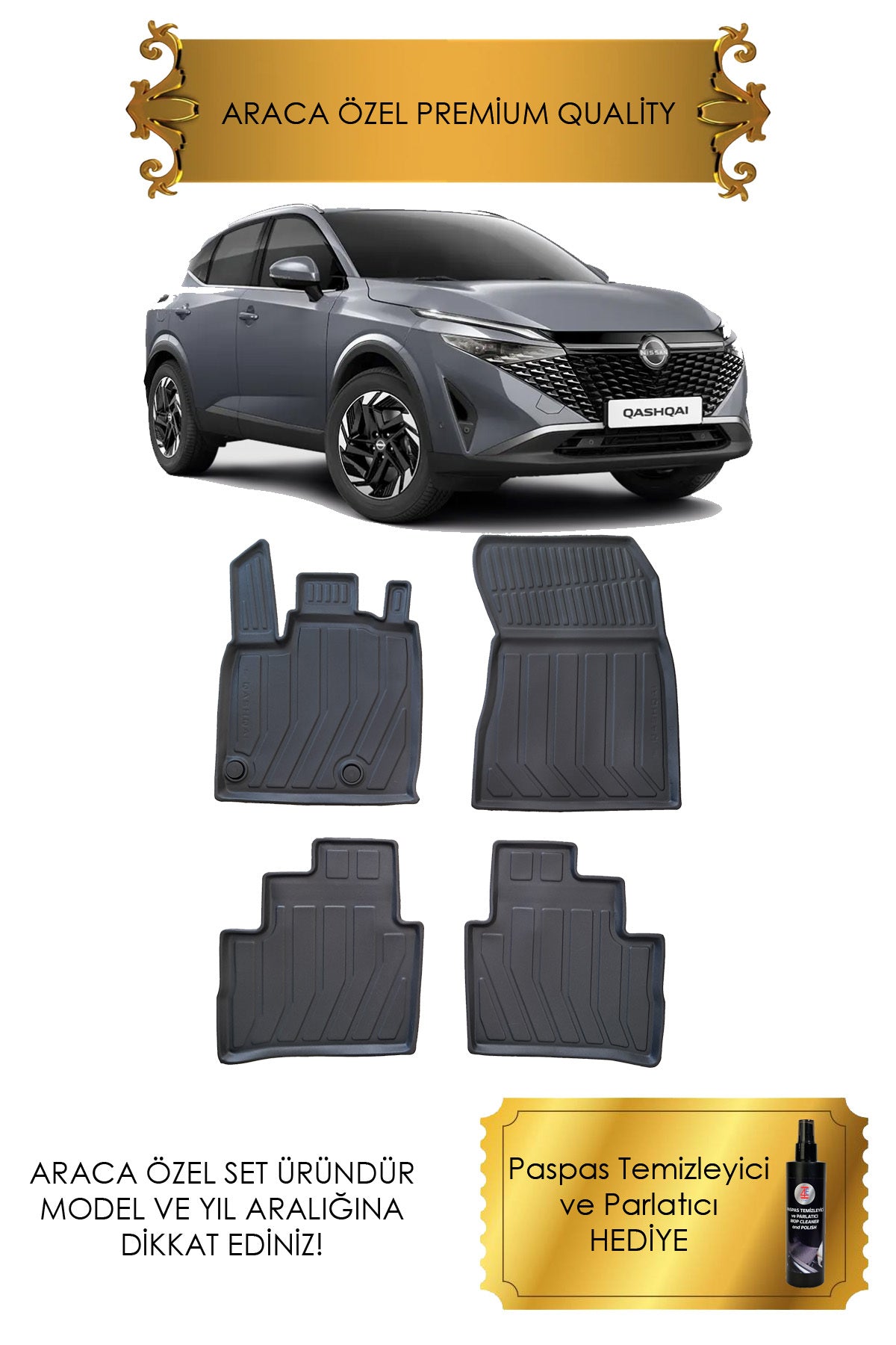 Nissan Qashqai 1.3 Benzinli 2022 2023 2024 2025 Uyumlu Araca Özel 2D Havuzlu Paspas