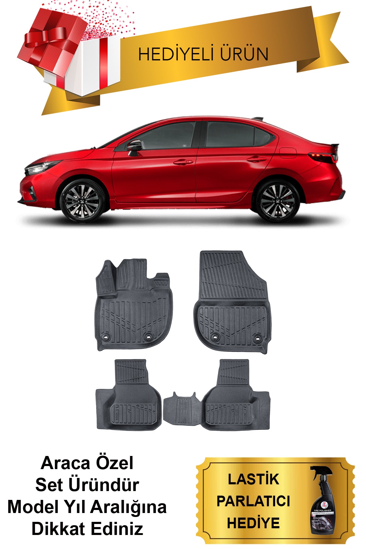 Honda City 2021 Sonrası Araca Özel 4D Havuzlu Paspas Takımı (HEDİYELİ)