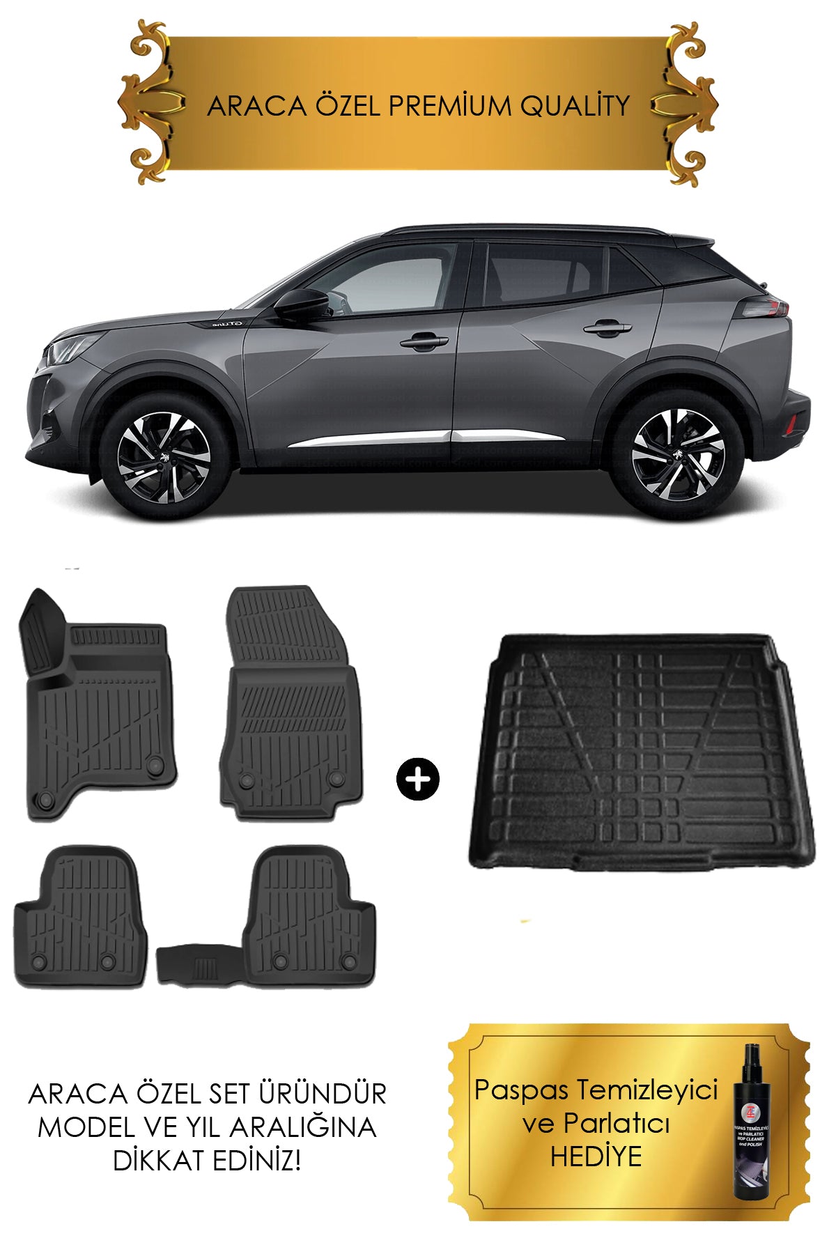 2008 1.2 Hybrid 2025 2026 Sonrası Havuzlu Paspas ve Üst Kısım Bagaj Havuzu Set