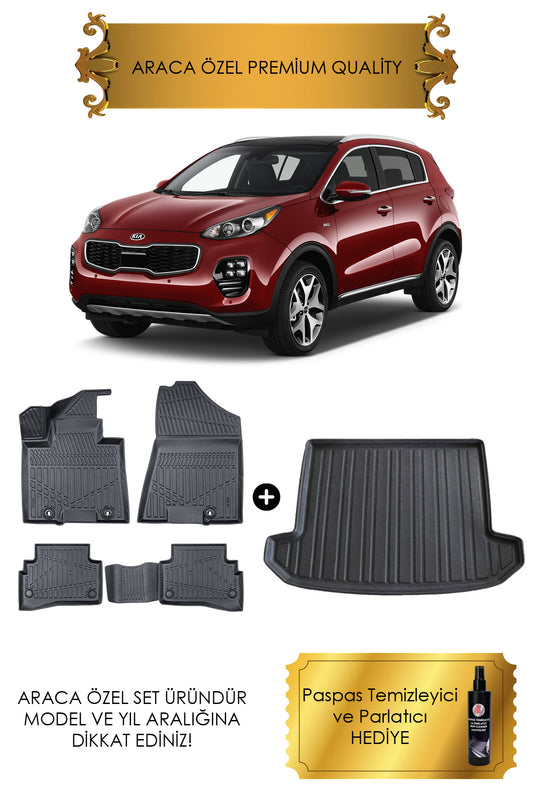 Kia Sportage 2016 - 2021 arası Araca Özel Havuzlu Paspas ve Bagaj Havuzu (HEDİYELİ)