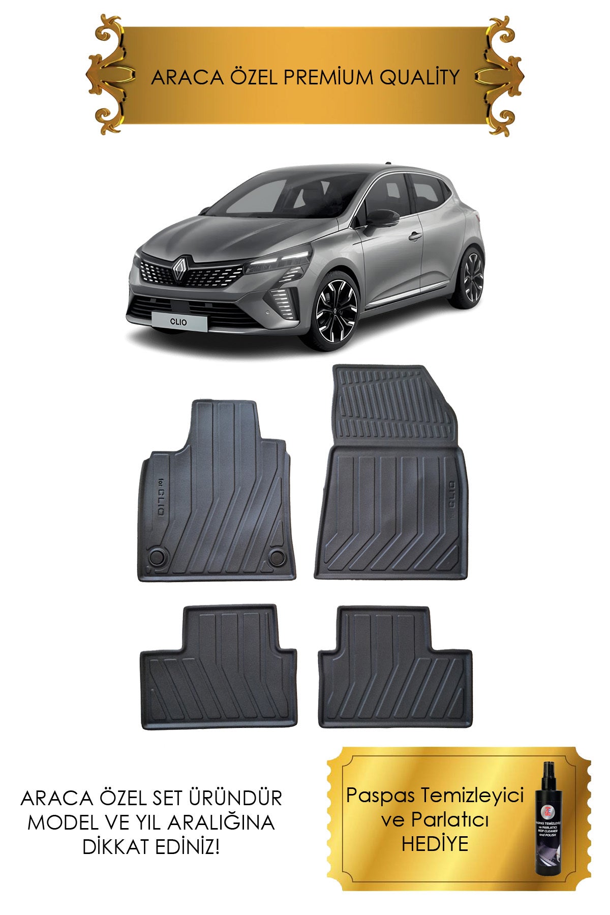 Renault Clio 5 Uyumlu Paspas 2020 2021 2022 2023 2024 2025 Araca Özel 2D Havuzlu Paspas