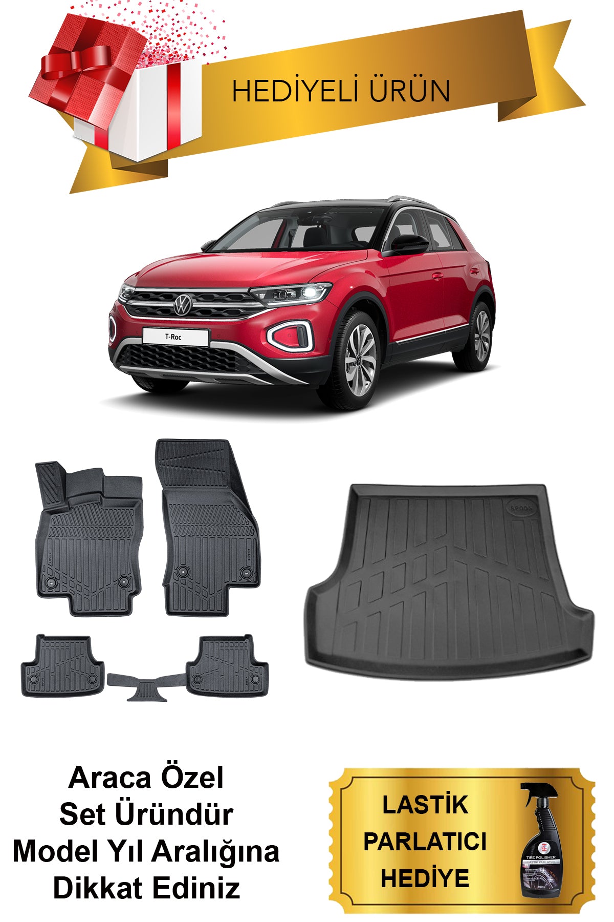 Volkswagen T-Roc Üst 3D Bagaj Havuzu ve 4D Luxury Paspas Seti (HEDİYELİ)