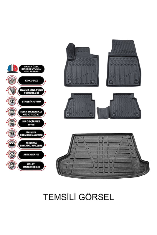 Volkswagen Golf 7 2013-2020 3D Üst Bagaj Havuzu ve 4D Luxury Paspas Seti