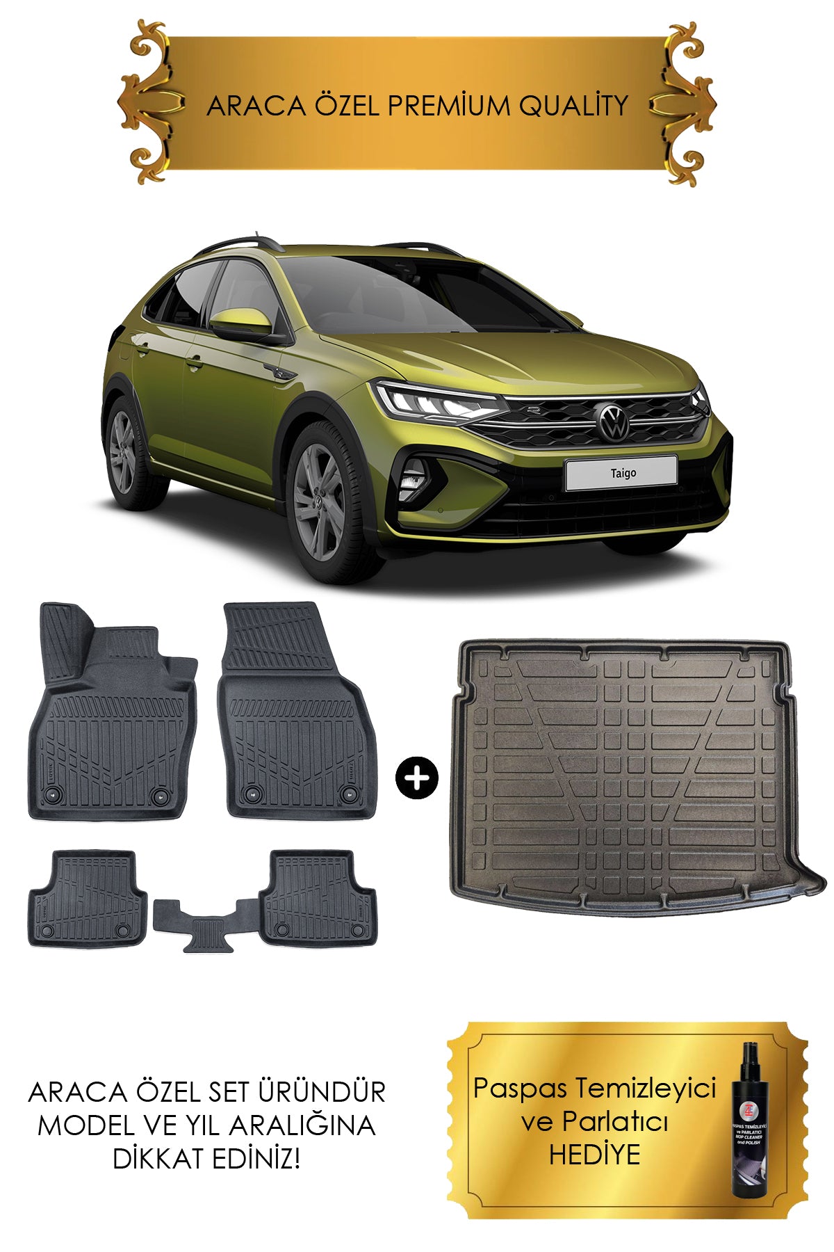 VW Taigo 2020 - 2021 - 2022 - 2023 - 2024 - 2025 Araca Özel Havuzlu Paspas ve Bagaj Havuzu