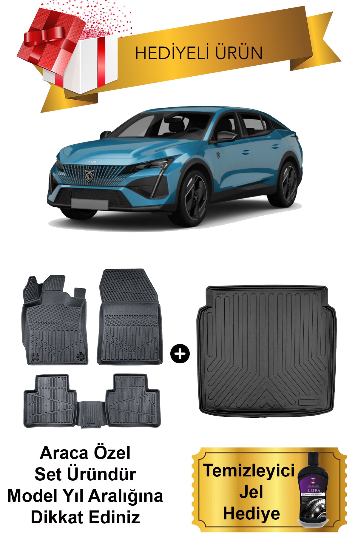 Peugeot 408 2023 Ve Sonrası 3d Havuzlu Paspas & Bagaj Havuzu Seti (TEMİZLEYİCİ JEL HEDİYE)