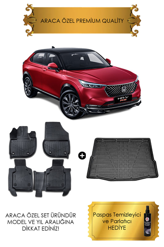Honda HRV 2022 - 2023 - 2024 - 2025 4D Havuzlu Paspas ve Bagaj Havuzu Set (HEDİYELİ)