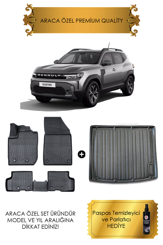 Renault Duster 4x2 EcoG & E-Tech Full Hybrid 2024- 2025 4D Paspas ve ÜST Kısım Bagaj Seti (HEDİYELİ)