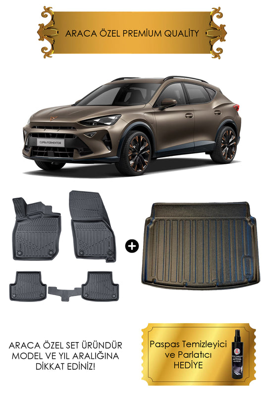 Cupra Formentor 2024 - 2025 Sonrası Uyumlu Araca Özel Paspas ve Alt Kademe Bagaj Havuzu