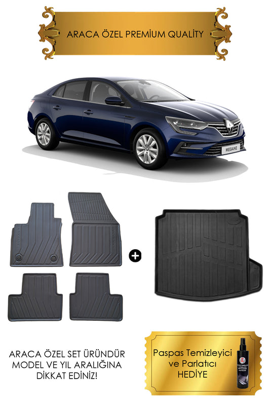 RENAULT MEGANE 4 Sedan 2016 2024 2025 ARASI ARACA ÖZEL 2D HAVUZLU PASPAS VE BAGAJ HAVUZU (HEDİYELİ)