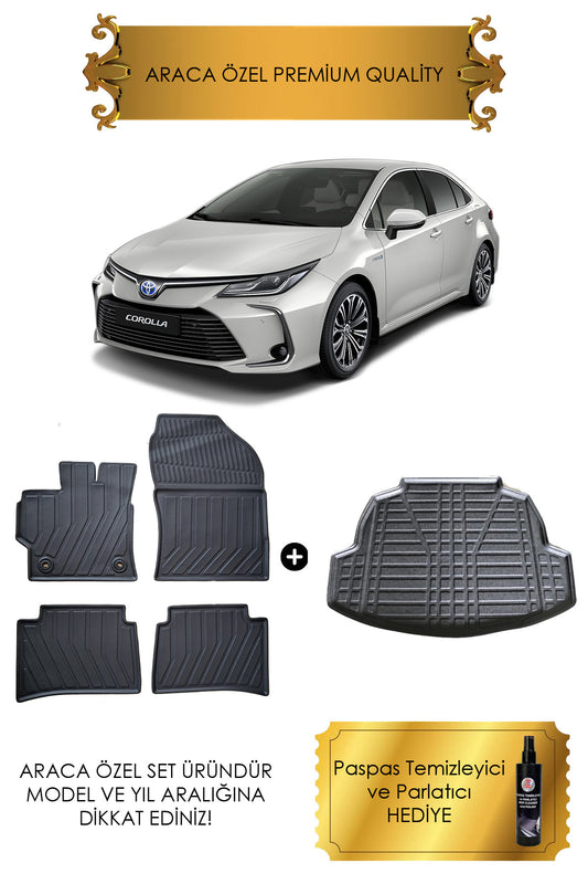 TOYOTA COROLLA 2020 2025 ARASI ARACA ÖZEL 2D HAVUZLU PASPAS VE BAGAJ HAVUZU (HEDİYELİ)