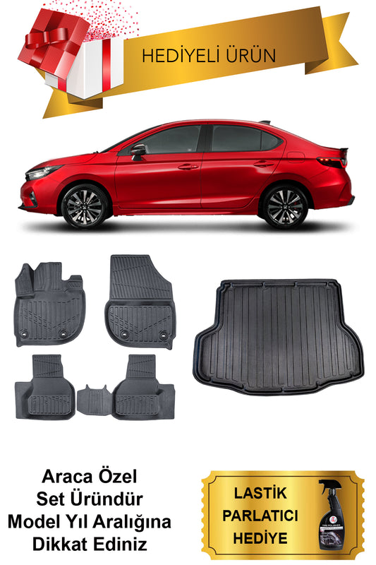 Honda City 2021 Sonrası 3D Bagaj Havuzu ve 4D Luxury Paspas Seti (HEDİYELİ)