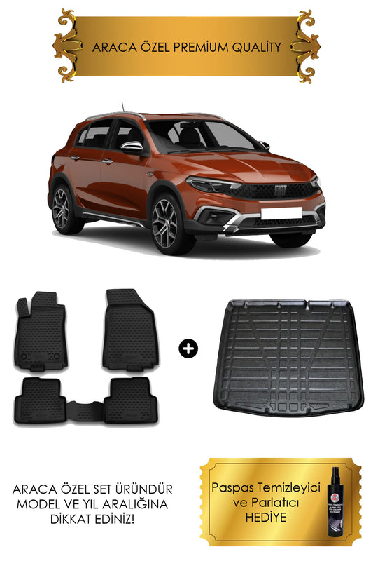 Fiat Egea Cross 2021 ve Sonrası Araca Özel 4D Havuzlu Paspas ve Bagaj Seti