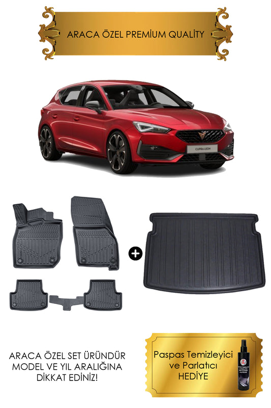 Cupra Leon 2024 - 2025 Sonrası Uyumlu Araca Özel Havuzlu Paspas ve Bagaj Havuzu (HEDİYELİ)