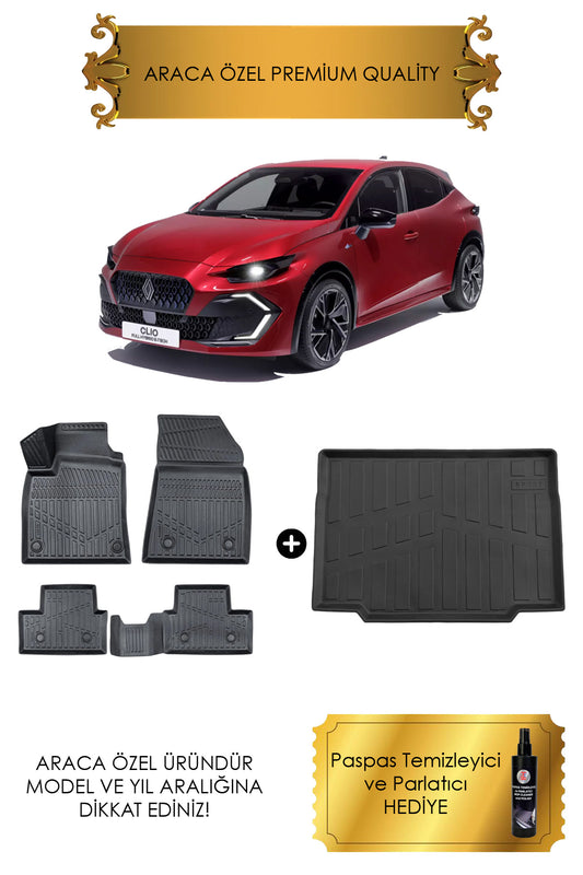 RENAULT CLIO 6 2026 Sonrası Araca Özel 4D Havuzlu Paspas ve Bagaj Havuzu Seti (HEDİYELİ)